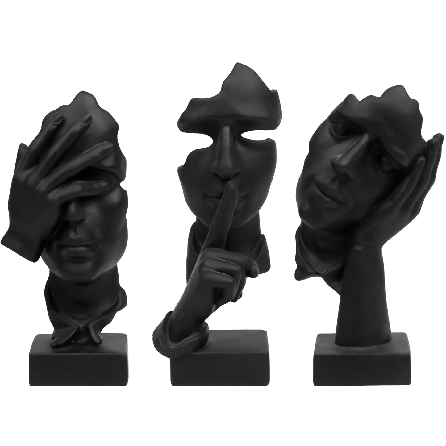 3 Pcs Thinker Statue, Silence is Gold Abstract Art Figurine