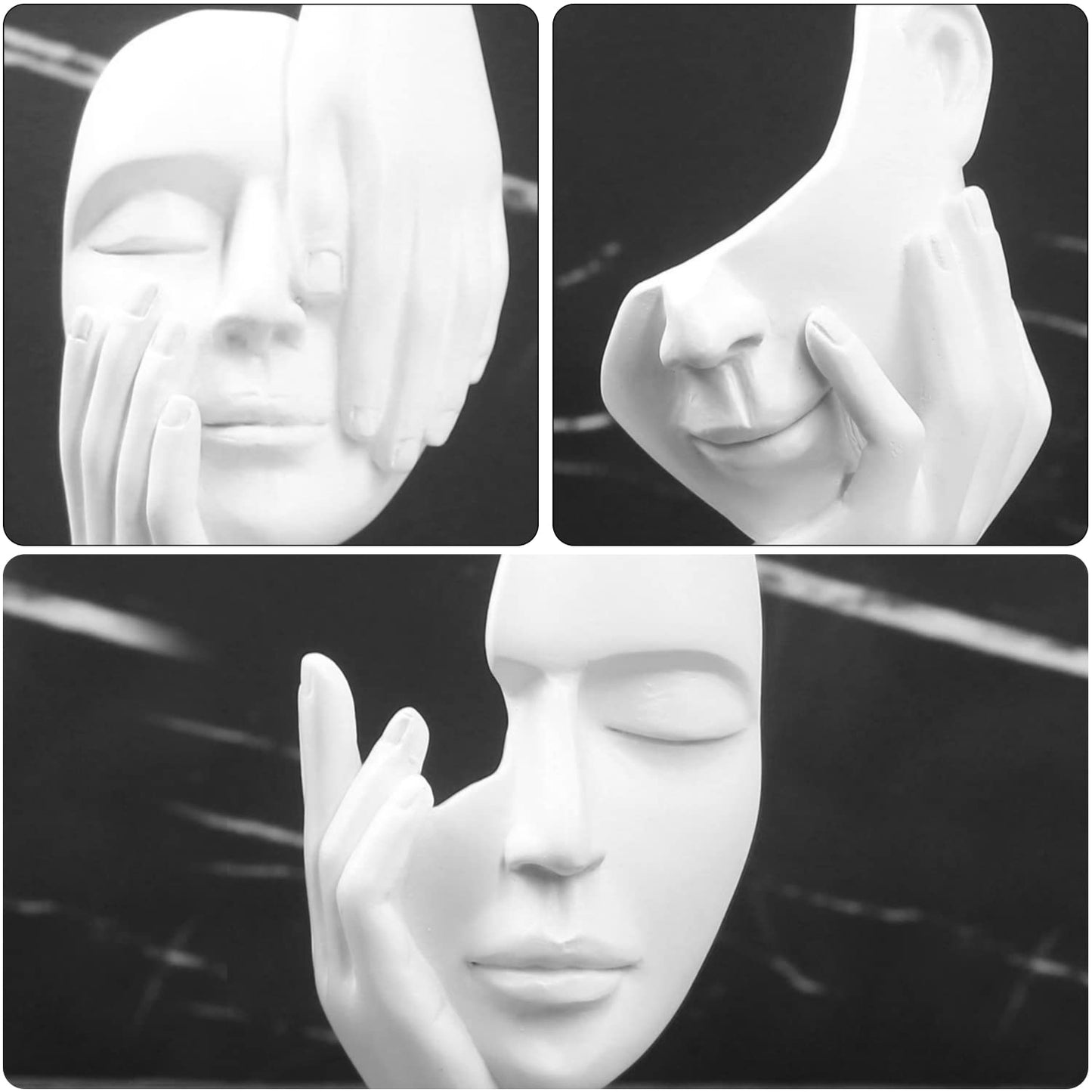 3 Pcs Thinker Statue, Silence is Gold Abstract Art Figurine