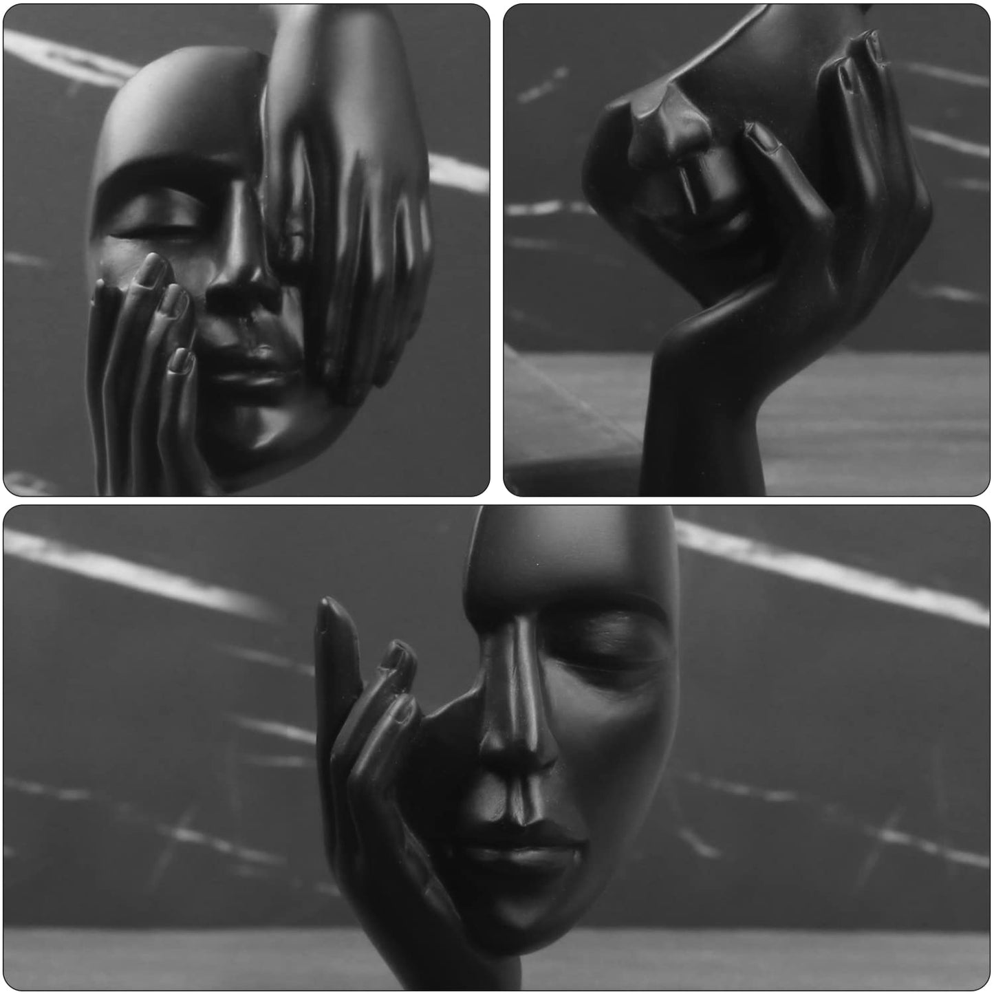 3 Pcs Thinker Statue, Silence is Gold Abstract Art Figurine