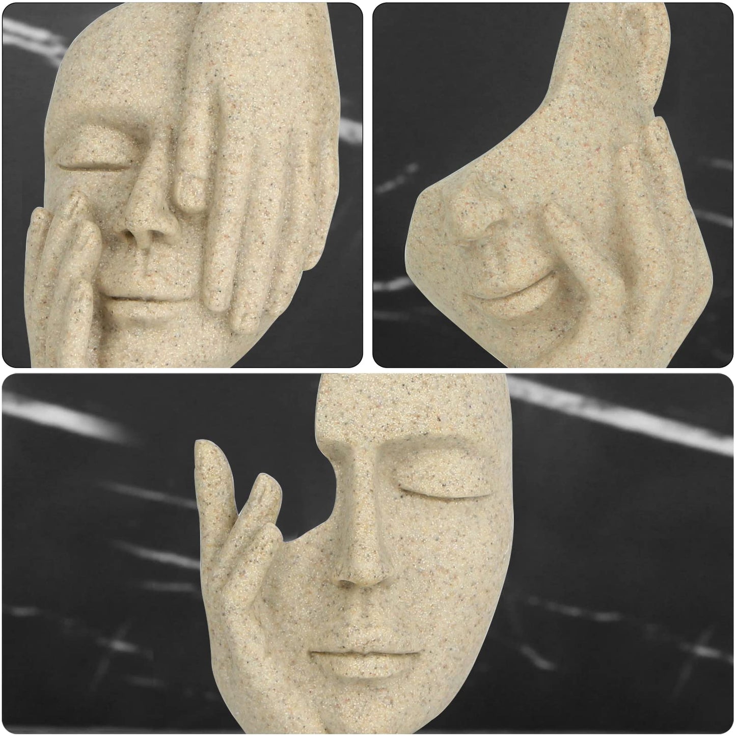 3 Pcs Thinker Statue, Silence is Gold Abstract Art Figurine