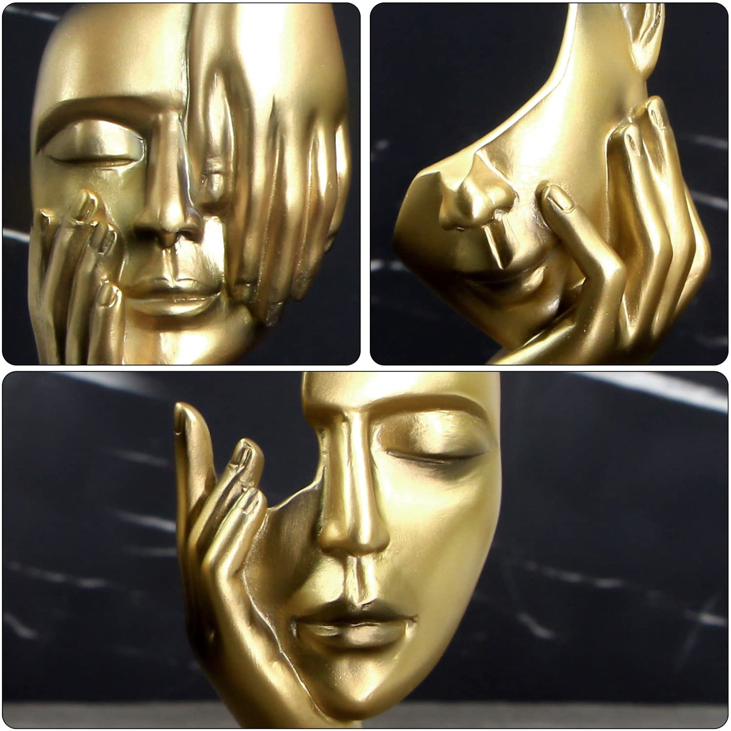 3 Pcs Thinker Statue, Silence is Gold Abstract Art Figurine