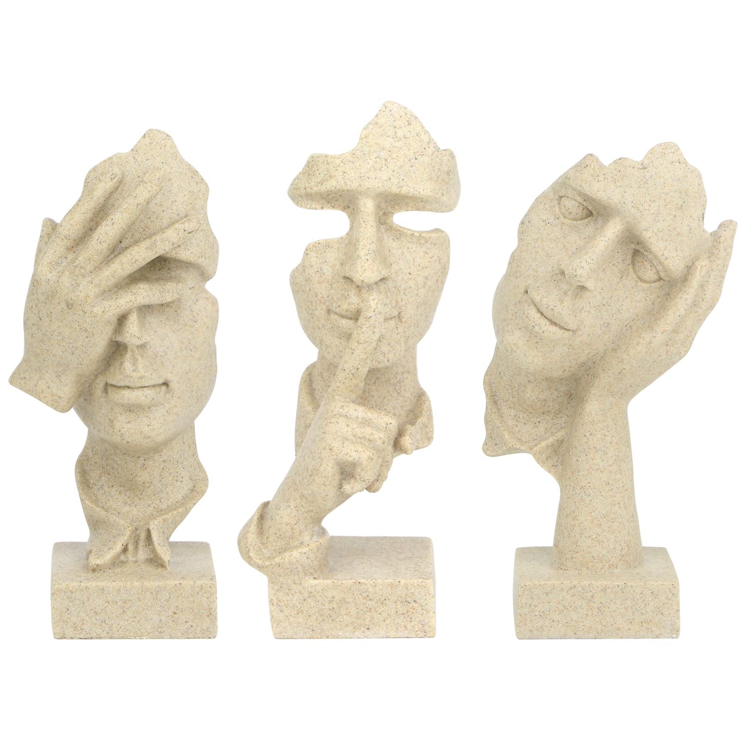3 Pcs Thinker Statue, Silence is Gold Abstract Art Figurine